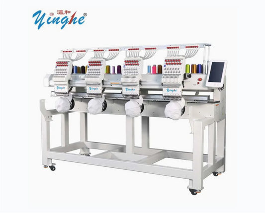 4 Heads 9 Needles Industrial Computer Cap Logo Label Equipped Beads T-Shirt Digital Sewing Embroidery Machine