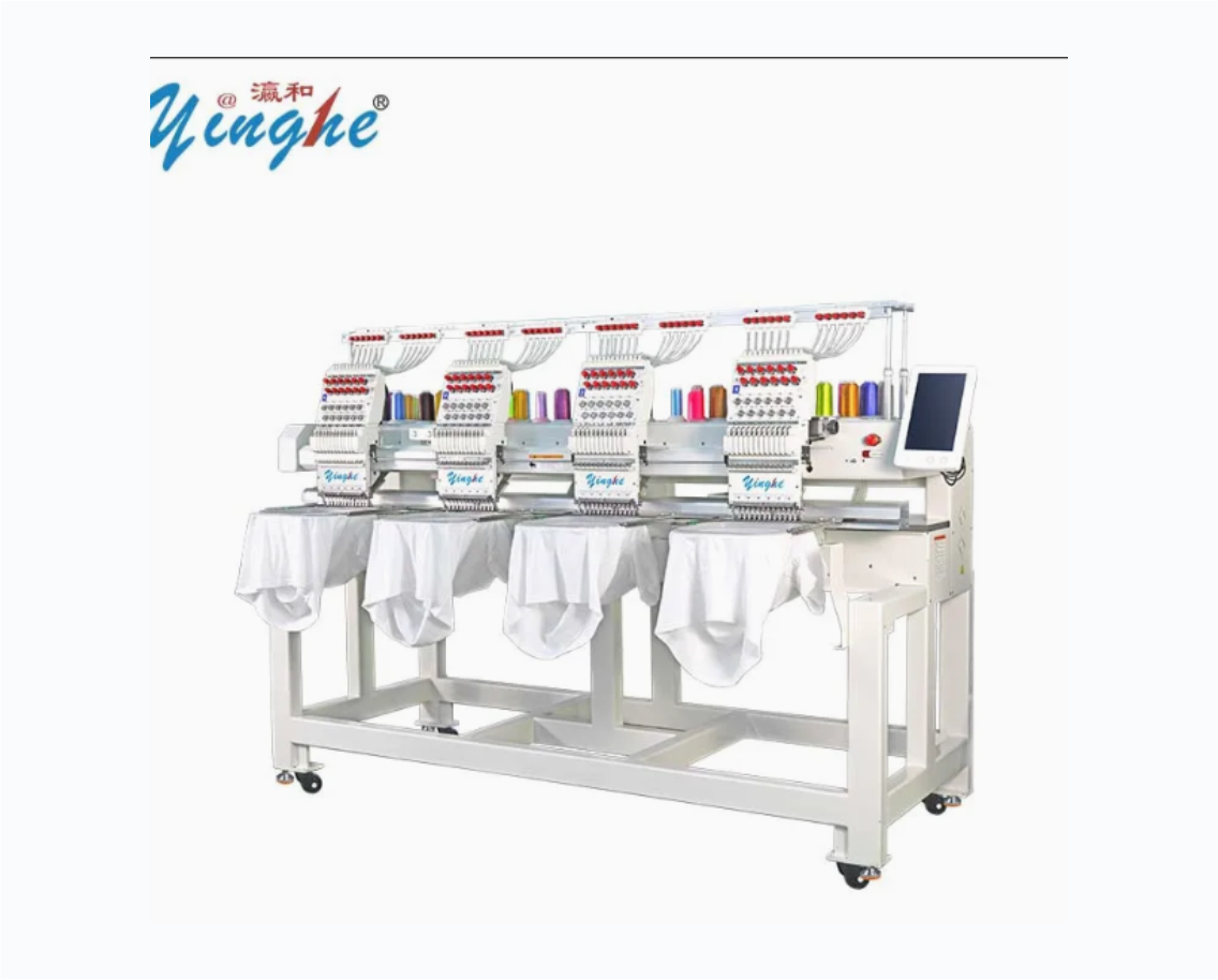 4 Heads 9 Needles Industrial Computer Cap Logo Label Equipped Beads T-Shirt Digital Sewing Embroidery Machine