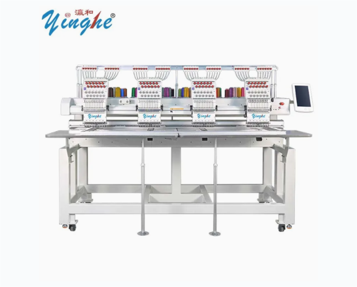 4 Heads 9 Needles Industrial Computer Cap Logo Label Equipped Beads T-Shirt Digital Sewing Embroidery Machine