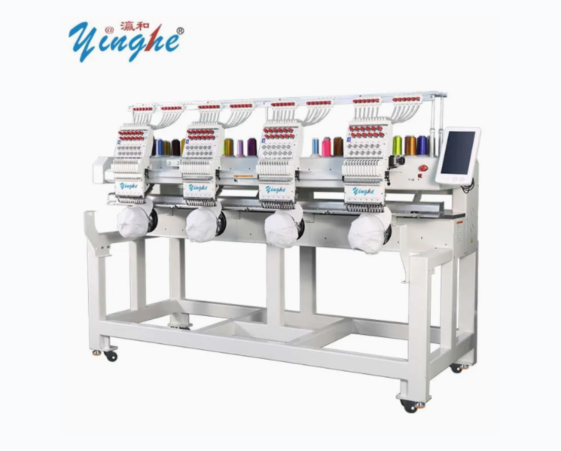 4 Heads 9 Needles Industrial Computer Cap Logo Label Equipped Beads T-Shirt Digital Sewing Embroidery Machine