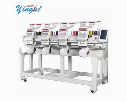 4 Heads 9 Needles Industrial Computer Cap Logo Label Equipped Beads T-Shirt Digital Sewing Embroidery Machine